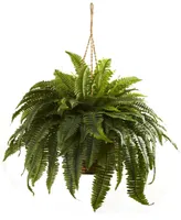 Nearly Natural Double Giant Boston Fern Artificial Plant Hanging Basket