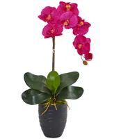 Nearly Natural Phalaenopsis Orchid Artificial Arrangement in Black Vase