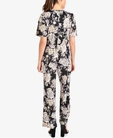 Ny Collection Floral-Print Tie-Front Jumpsuit
