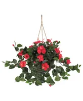 Nearly Natural Hibiscus Artificial Plant Hanging Basket