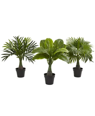 Nearly Natural 3-Pc. Areca, Fountain & Banana Palm Artificial Plant Set