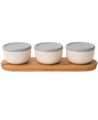 BergHOFF Leo Collection 6-Pc. Covered Bowl Set with Bamboo Tray