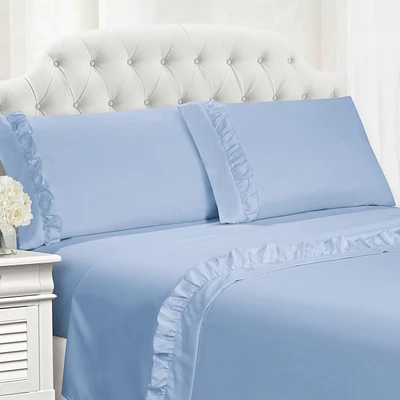 Cathay Home Ruffle Hem Microfiber 4-Pc. Sheet Set