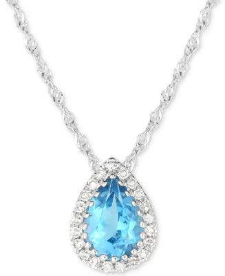 Blue Topaz (3/4 ct. t.w.) & Diamond Accent 18" Pendant Necklace in 14k White Gold
