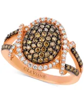 Le Vian Chocolatier Diamond Oval Cluster Ring (1 ct. t.w.) in 14k Rose Gold