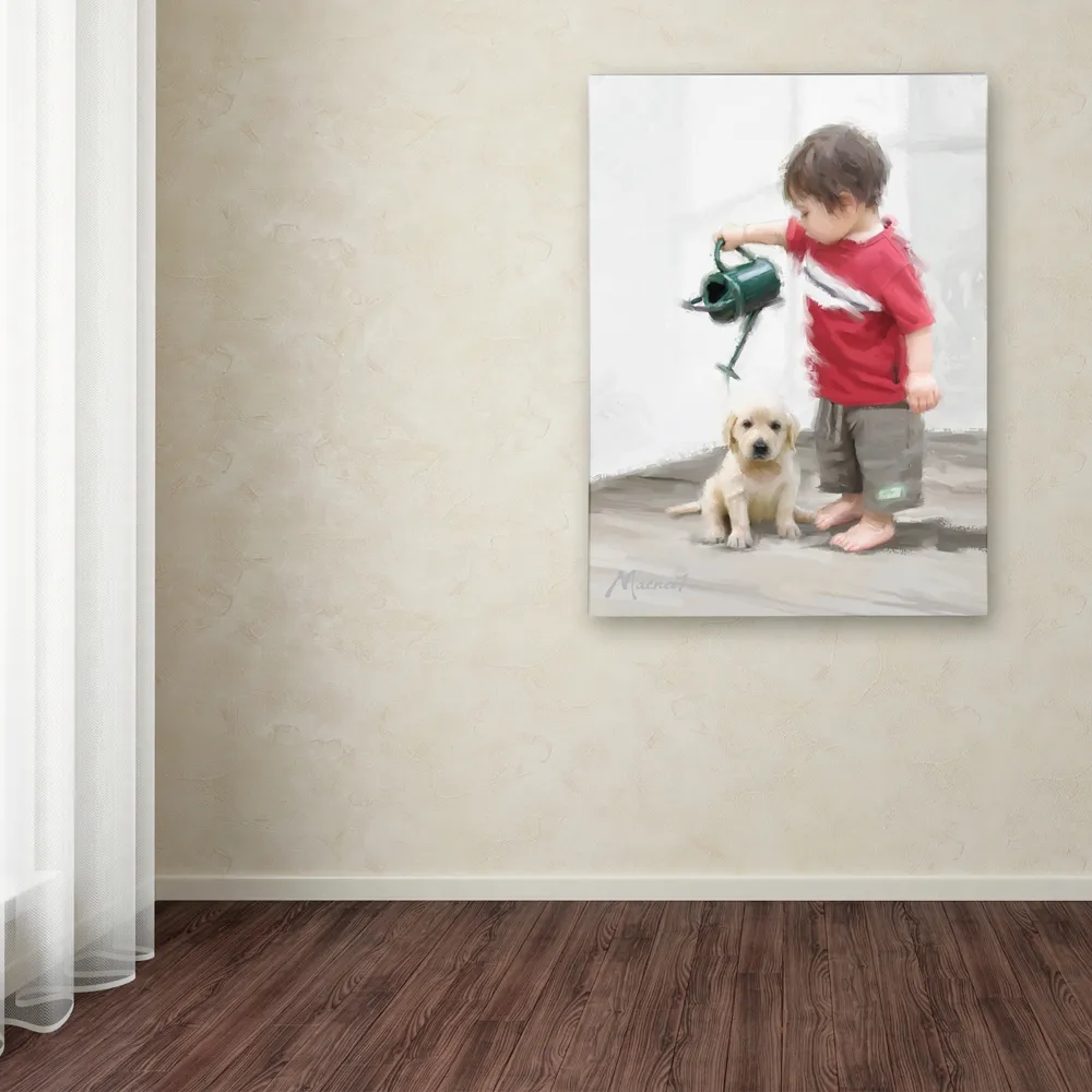 The Macneil Studio 'Boy and Puppy' Canvas Art - 14" x 19"