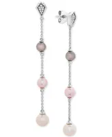 Cultured Freshwater Pearl (6, 7 & 8mm) & Diamond Accent Drop Earrings in Sterling Silver