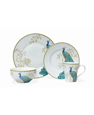 222 Fifth Peacock Garden 16 Pc Dinnerware Set