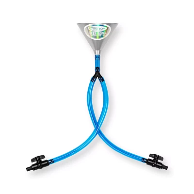 Double Header Beer Bong - 24 Inch Silver & Blue