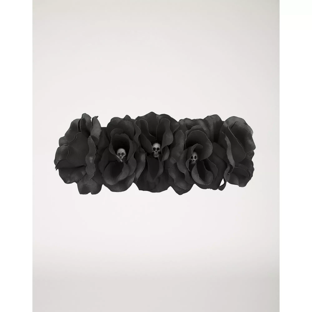 Black Rose Skull Headband