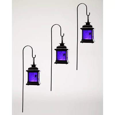 Purple LED Creepy Spider Lantern Pathway Markers - 3 Pack