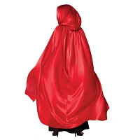 Adult Red Satin Hooded Cape