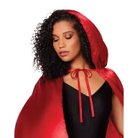 Adult Red Satin Hooded Cape