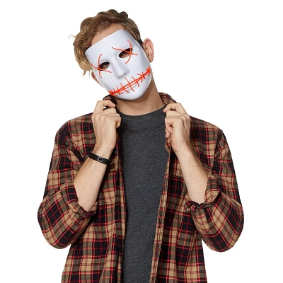 White and Red EL Wire Half Mask