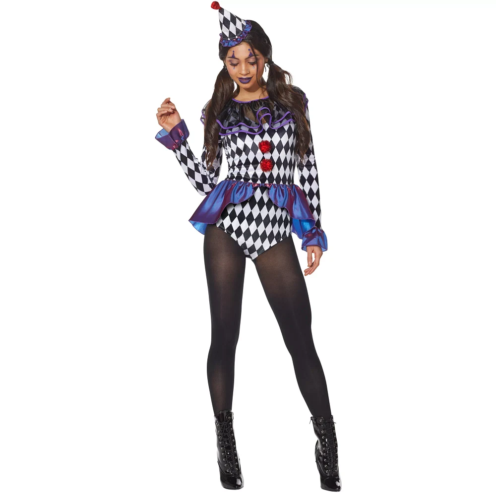 Adult Carnival Clown Bodysuit Costume