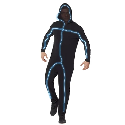 Adult Light-Up EL Wire Blue Stick Figure Costume