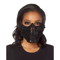 Black Skeleton Sequin Half Mask