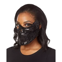 Black Skeleton Sequin Half Mask