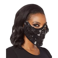 Black Skeleton Sequin Half Mask