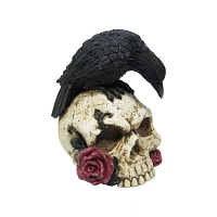 Gothic Noir Raven Skull Table Topper