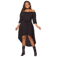 Adult Black Peasant Plus Size Dress