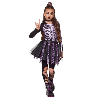 Kids Purple Punk Gothic Skeleton Costume