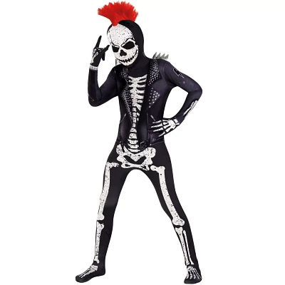Kids Punk Skeleton Skin Suit Costume