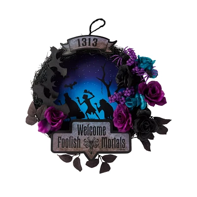 Light-Up Welcome Foolish Mortals Wreath - The Haunted Mansion