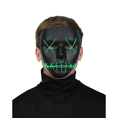 Light-Up EL Wire Green Stitched Black Half Mask