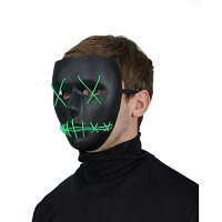 Light-Up EL Wire Green Stitched Black Half Mask