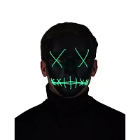 Light-Up EL Wire Green Stitched Black Half Mask