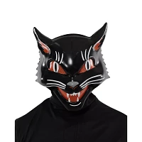Vintage Grinning Black Cat Half Mask