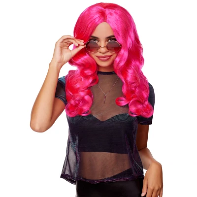 Hollywood Glam Curls Wig Pink