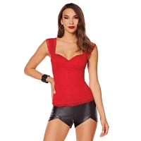 Adult Red Lace Cap Sleeve Corset