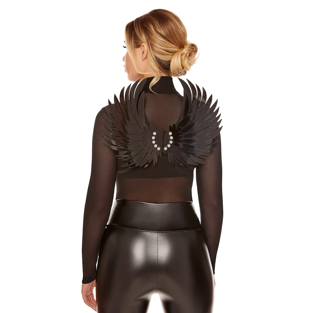 Black Faux Leather Fallen Angel Wings