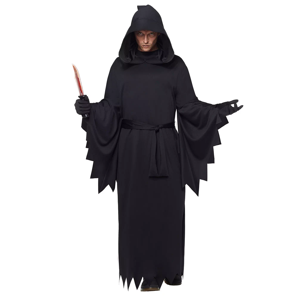 Adult Hooded Black Robe Costume