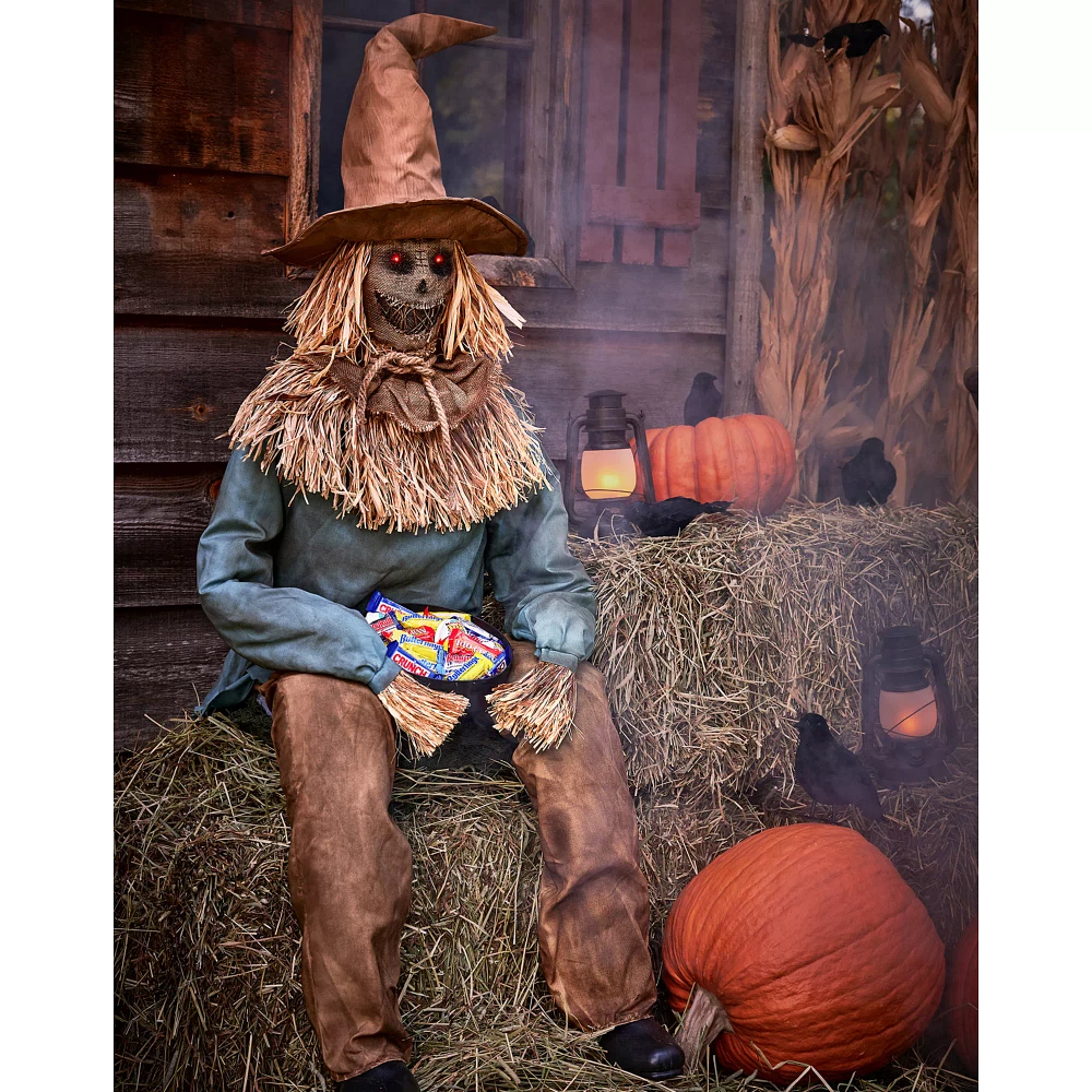 4 Ft 6 In Scary Sitting Scarecrow Animatronic