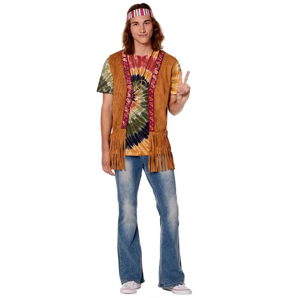 Adult Peace Hippie Fringe Vest