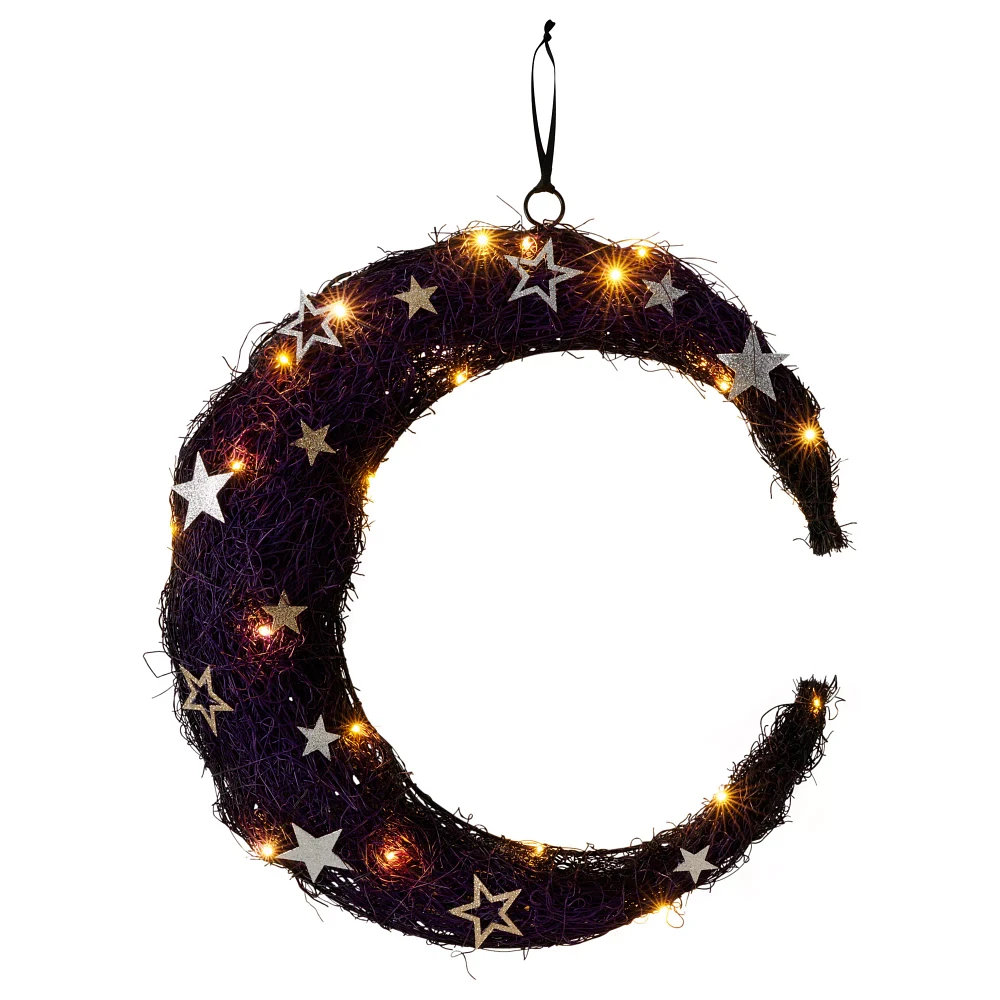Light-Up Crescent Moon Wreath