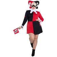 Adult Harley Quinn Red and Black Dress Costume - DC Villains