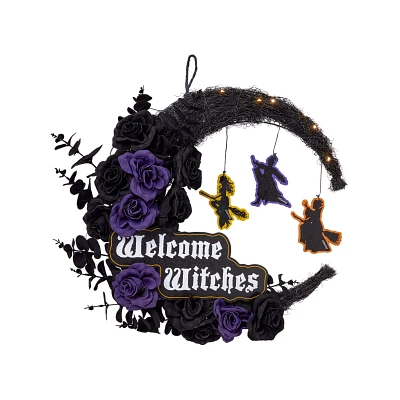 Light-Up LED Welcome Witches Wreath - Hocus Pocus