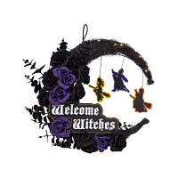 Light-Up LED Welcome Witches Wreath - Hocus Pocus