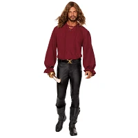 Adult V-Neck Burgundy Peasant Top