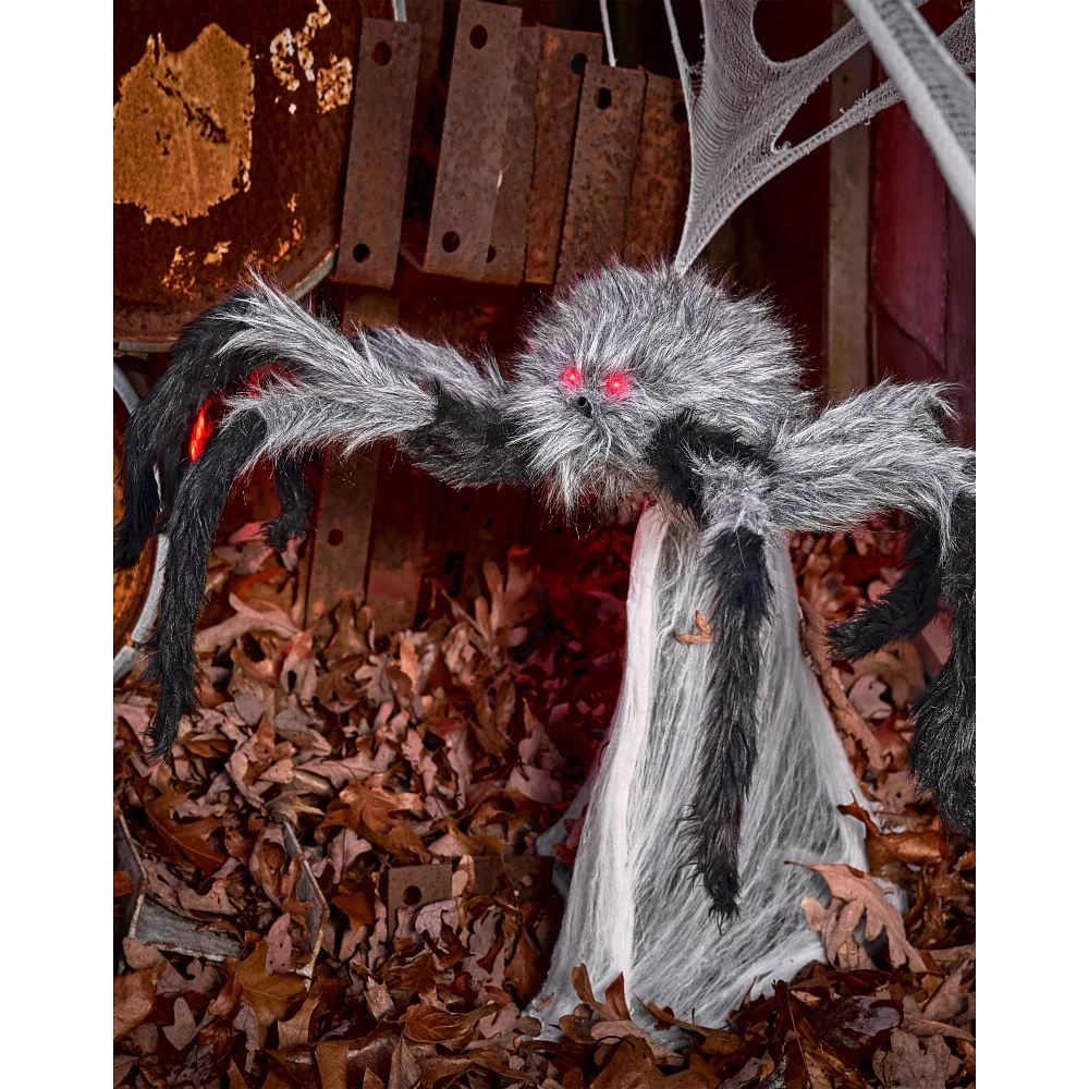 1 Ft 9 In LED Gray Jumping Spider Animatronic
