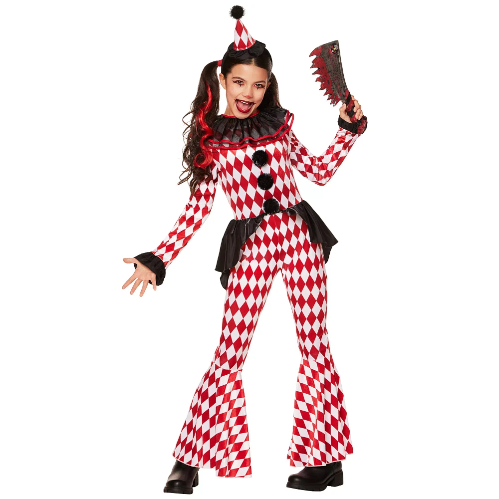 Kids Red Carnival Clown Unitard Costume