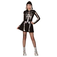 Adult Holographic Skeleton Hooded Dress