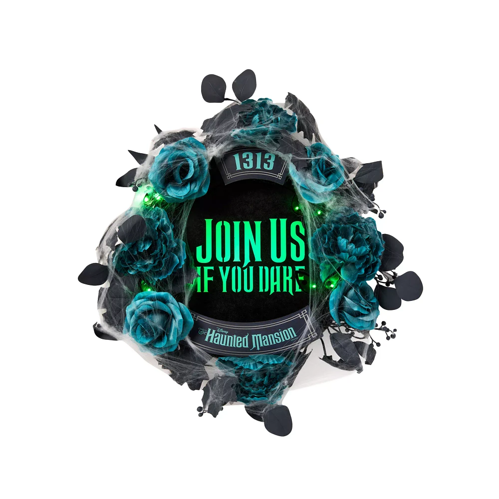 Light-Up Join Us If You Dare Wreath - Disney The Haunted Mansion