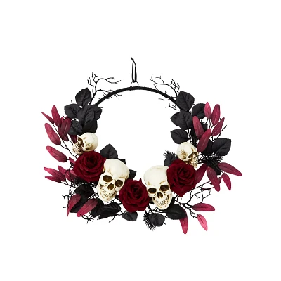 Gothic Noir Skull Wreath