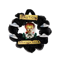 Caution Invasion Area Light-Up Wreath - Mars Attacks