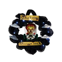 Caution Invasion Area Light-Up Wreath - Mars Attacks
